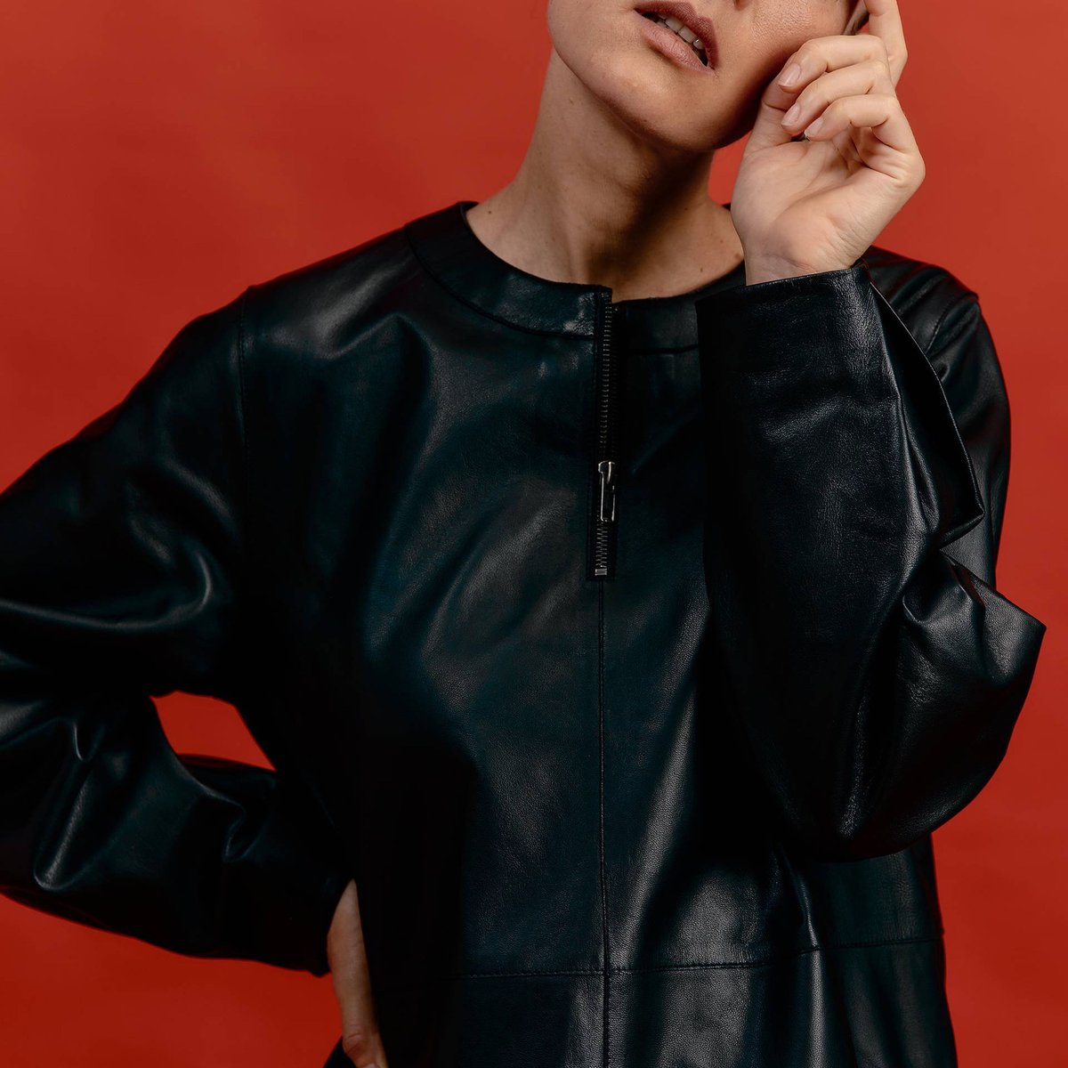 Robe courte en cuir noir, MONOPRIX