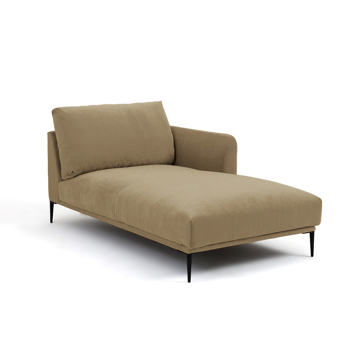 Longchair, in stonewashed fluweel, Oscar, ontwerp Emmanuel Gallina grijs shiitaké, AM.PM X EMMANUEL GALLINA