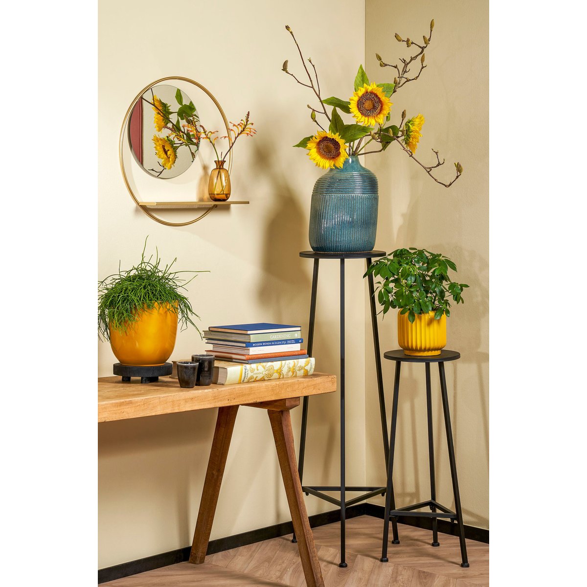 Support pour plantes H80 cm ADINE noir, MICA DECORATIONS