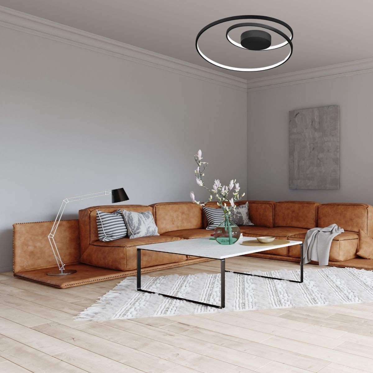 Plafonnier    lumière chaude  OZ noir, IDEAL LUX
