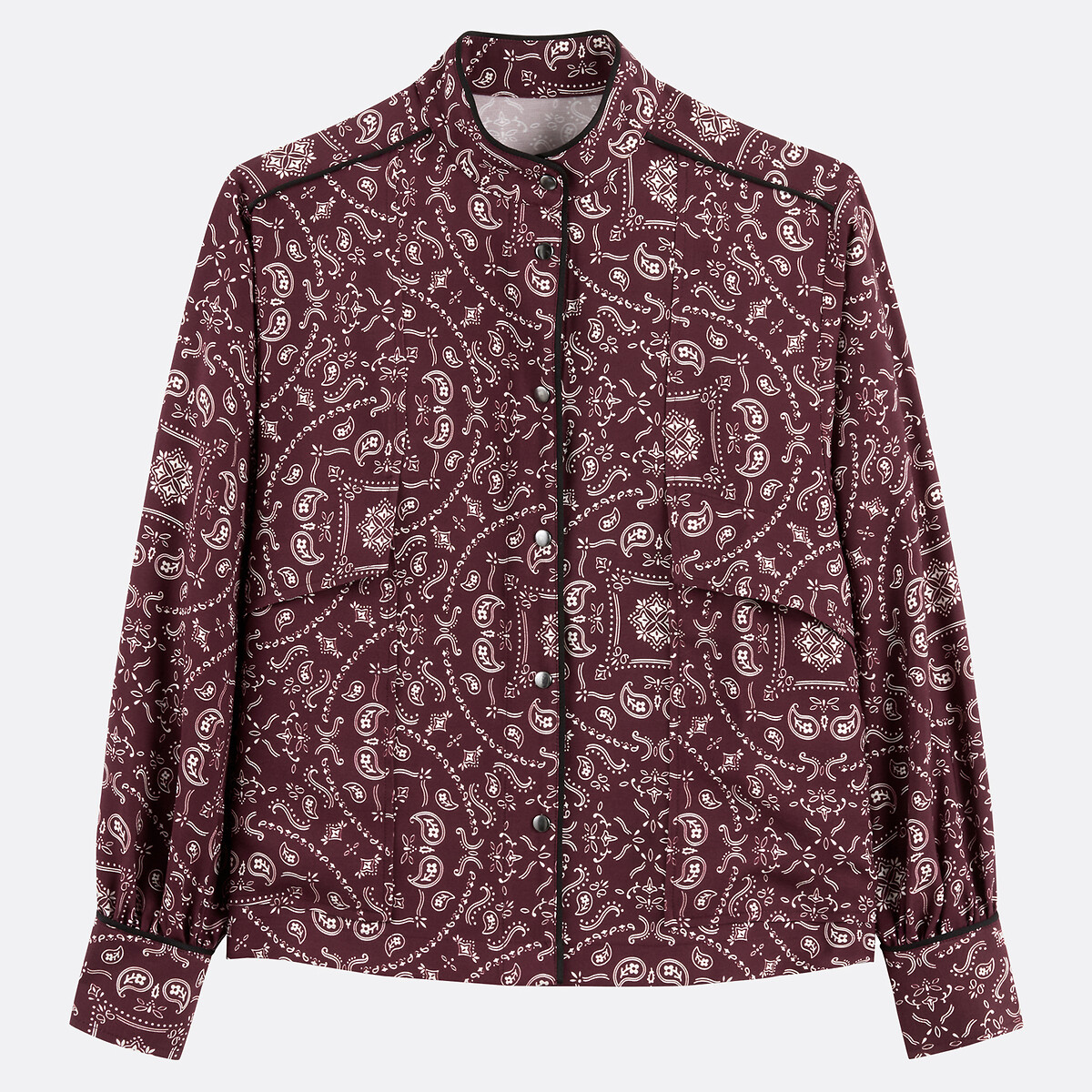 Paisley Print Shirt with High Neck printed burgundy, LA REDOUTE COLLECTIONS