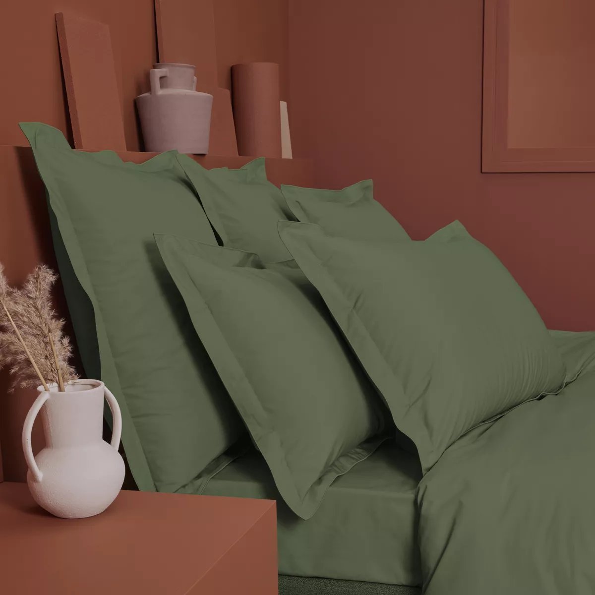 Drap housse b40 percale de coton LA PERCALE FRANCAISE kaki, GARNIER THIEBAUT