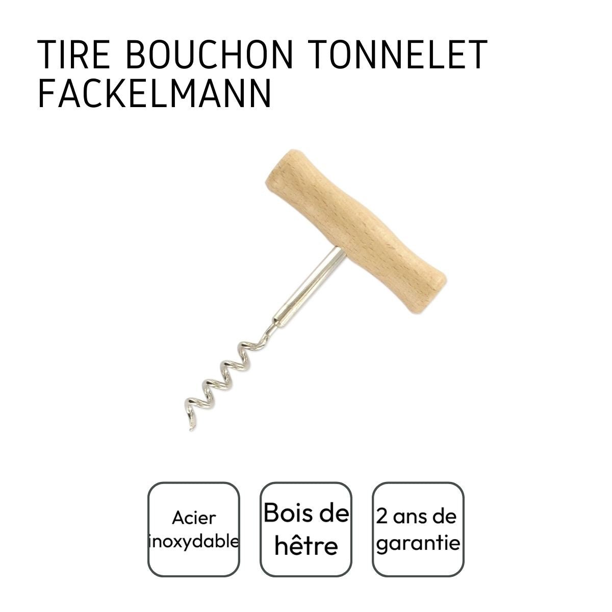 Tire-bouchon tonnelet inox,bois, FACKELMANN