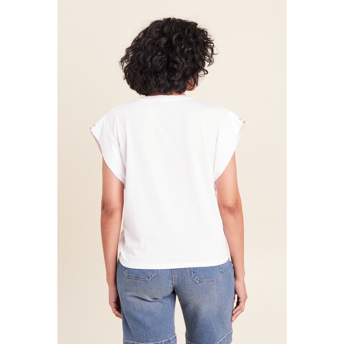 T-shirt broderie bas resserré blanc, BREAL