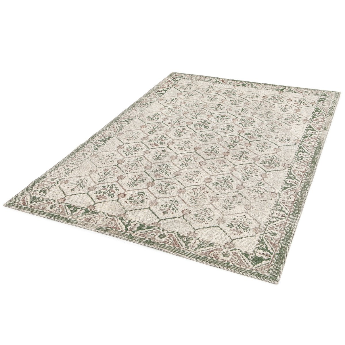 Tapis design en fibres recyclées SULLY vert naturel, AFK LIVING