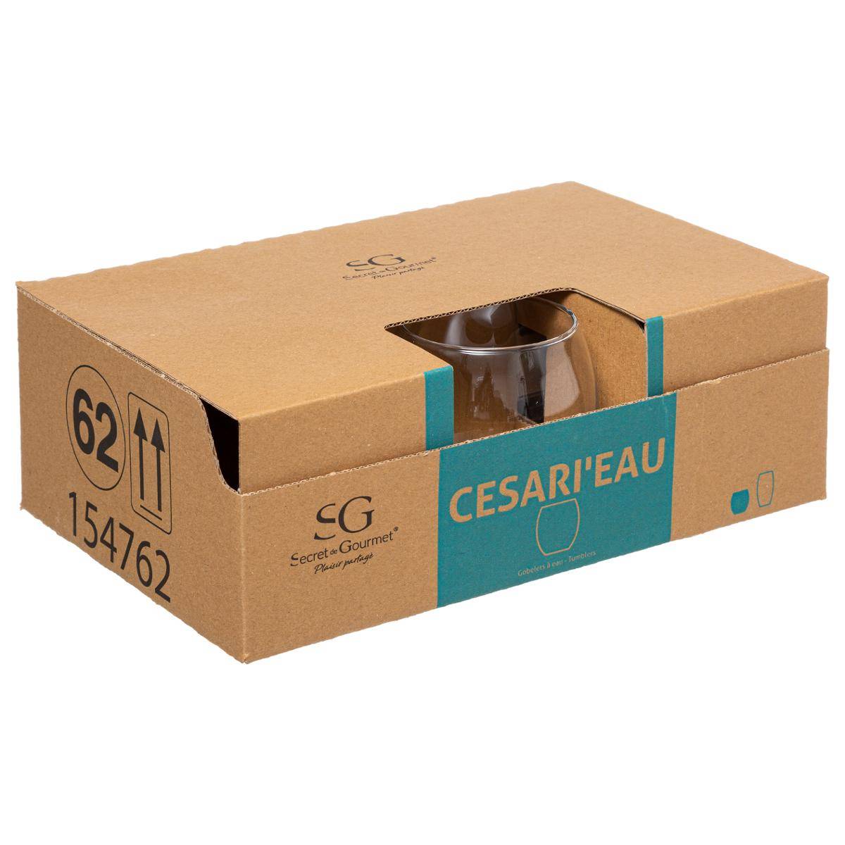 Lot de 6 verres bas en verre CESARI'EAU transparent, SECRET DE GOURMET