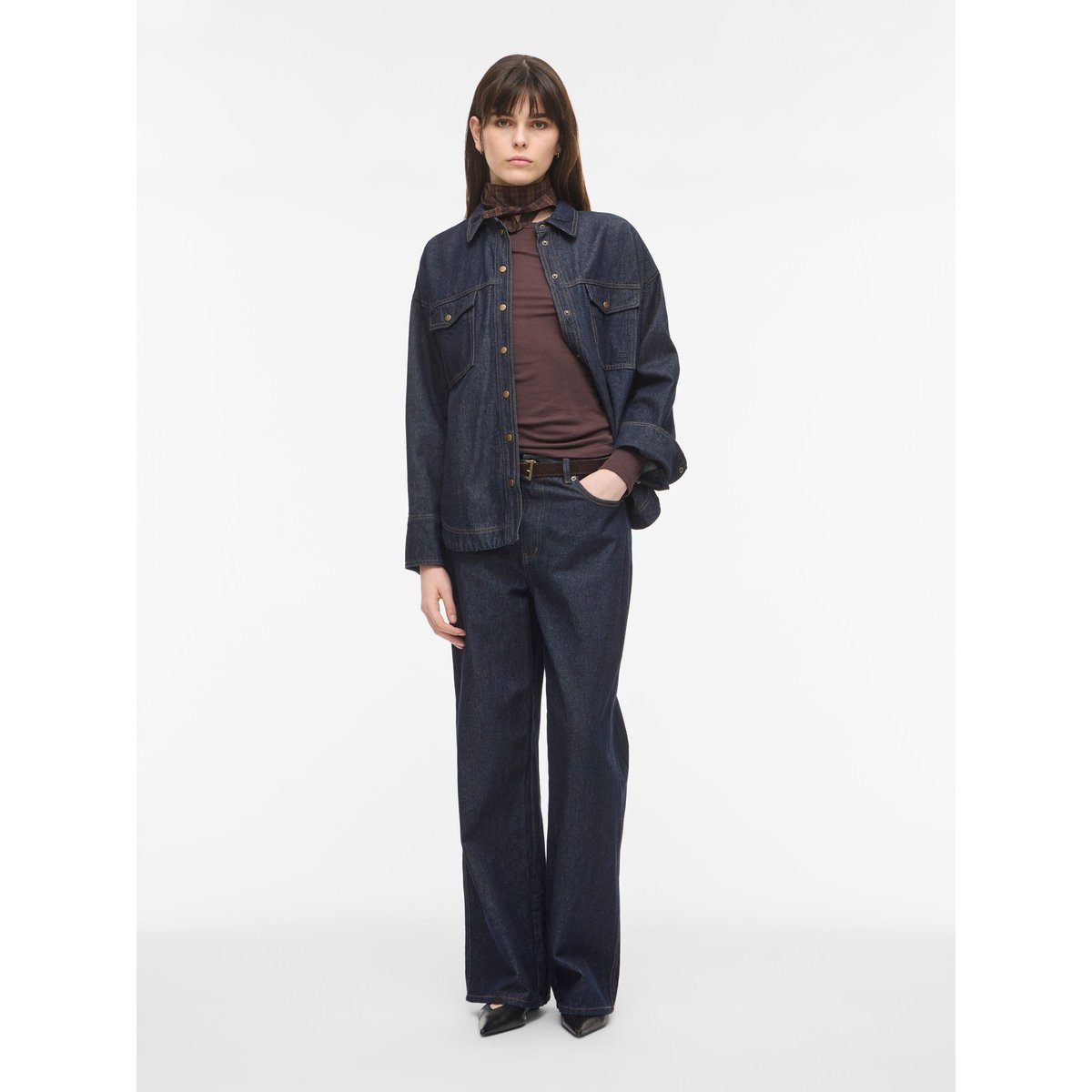 Jean À Coupe Ample bleu - dark blue denim1, ROUGE EDIT