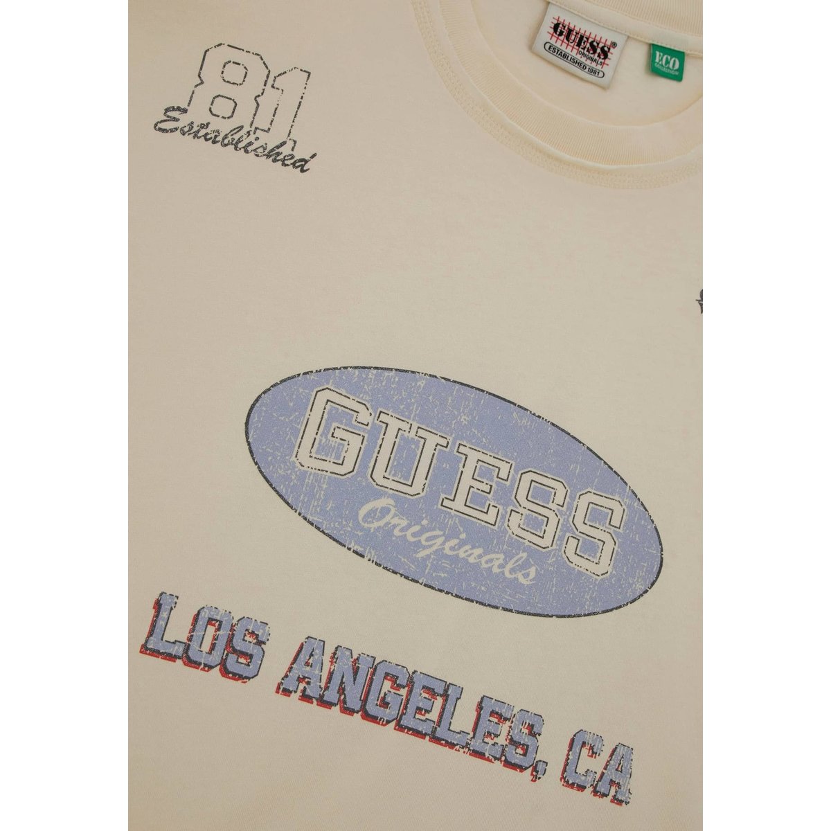 T-Shirt Cropped Imprimé blanc, GUESS