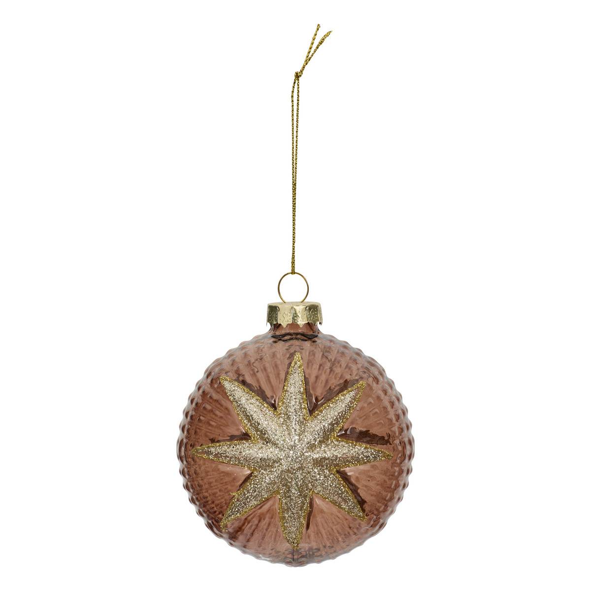 Boule de Noël en verre étoile Nord marron D. 80 mm bronze, FEERIC LIGHTS & CHRISTMAS