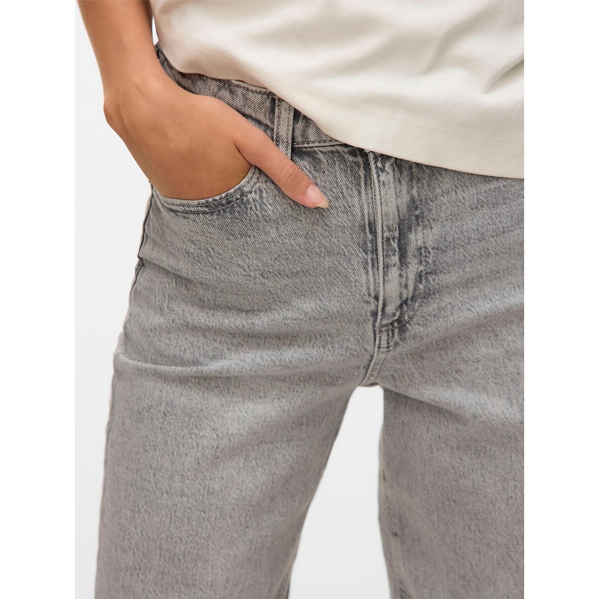 Mom jeans met hoge taille grijs, VERO MODA