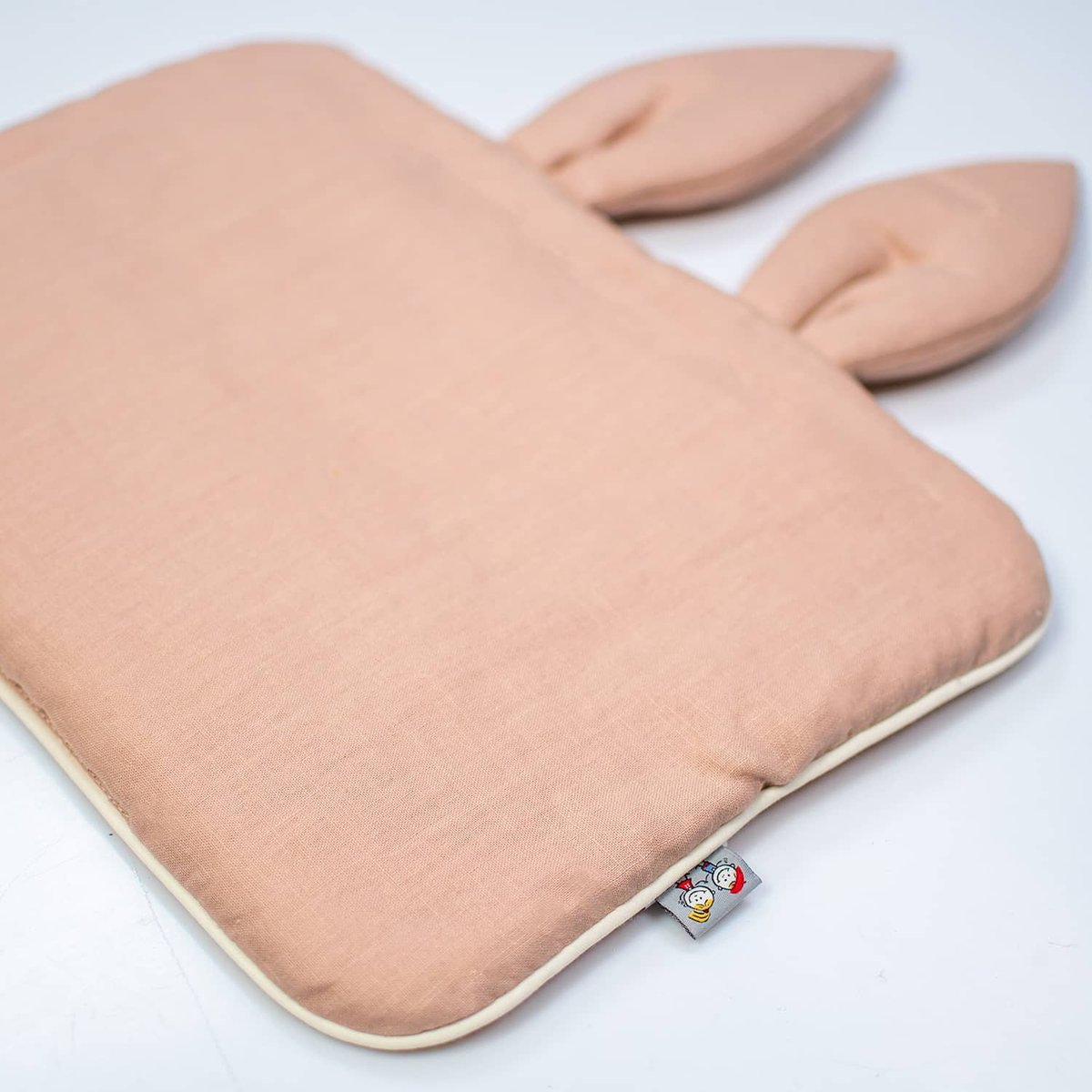 Oreiller plat coussin lapin réversible en lin lavé LIN LINO pêche, SEVIRA KIDS