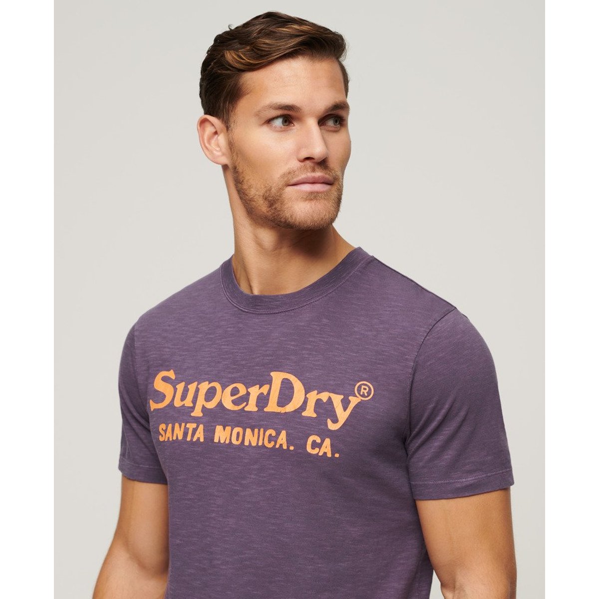T-shirt classique à logo Venue violet suie flammé, SUPERDRY