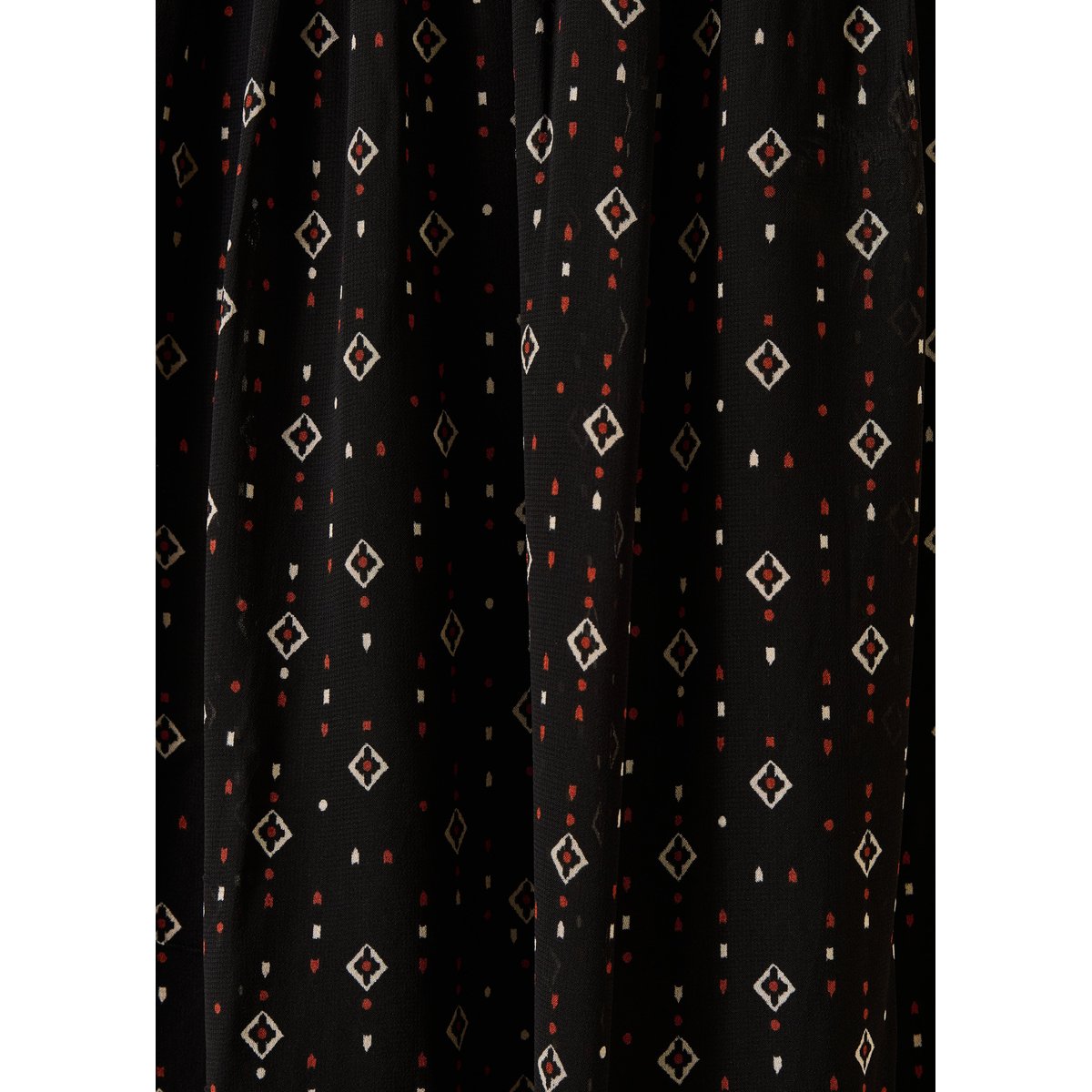 Robe midi en voile imprimé manches longues noir, LA FEE MARABOUTEE