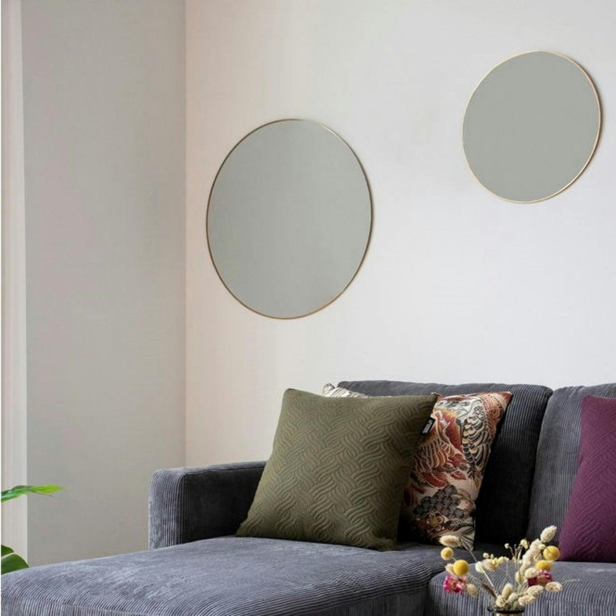 Miroir mural rond 40 cm CODY laiton, PIER IMPORT