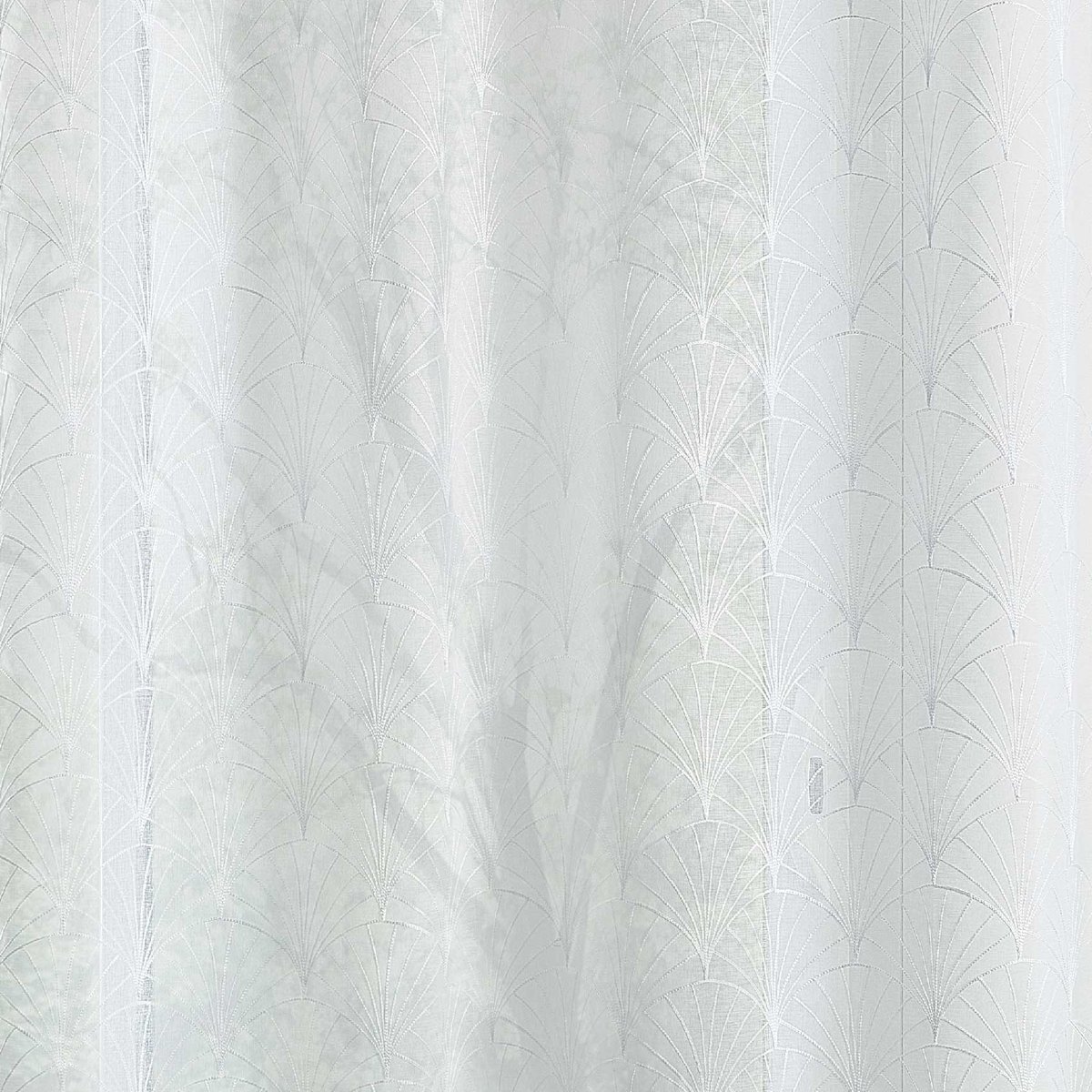 Paire de petits voilages brodés au style art déco - QABANE blanc, HOME MAISON
