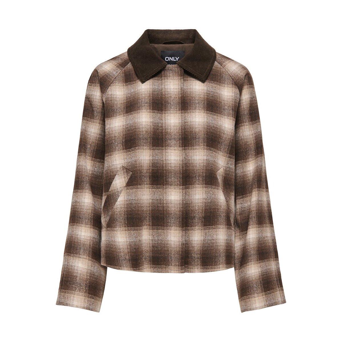 Cappotto corto a quadri marrone quadri, ONLY