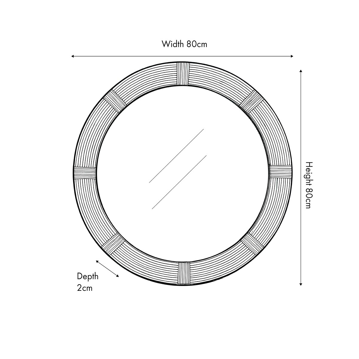 80cm Round Natural Bent Bamboo Frame Wall Mirror natural, ÉDITÉ