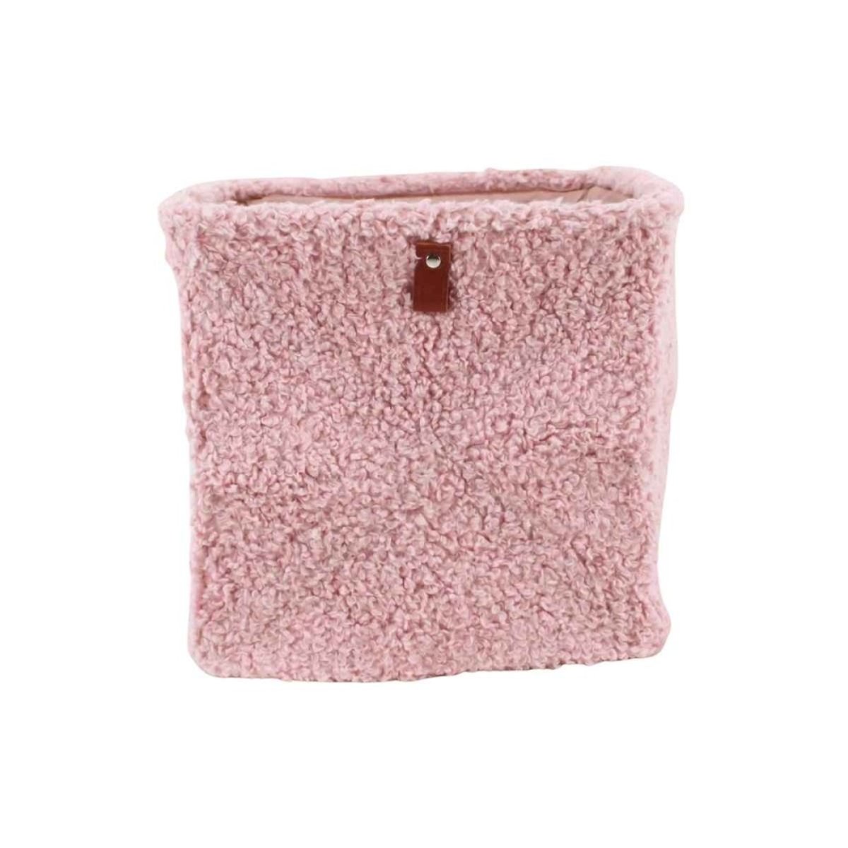 Cube de rangement en bouclette 31x31x31cm rose, ORNAMI