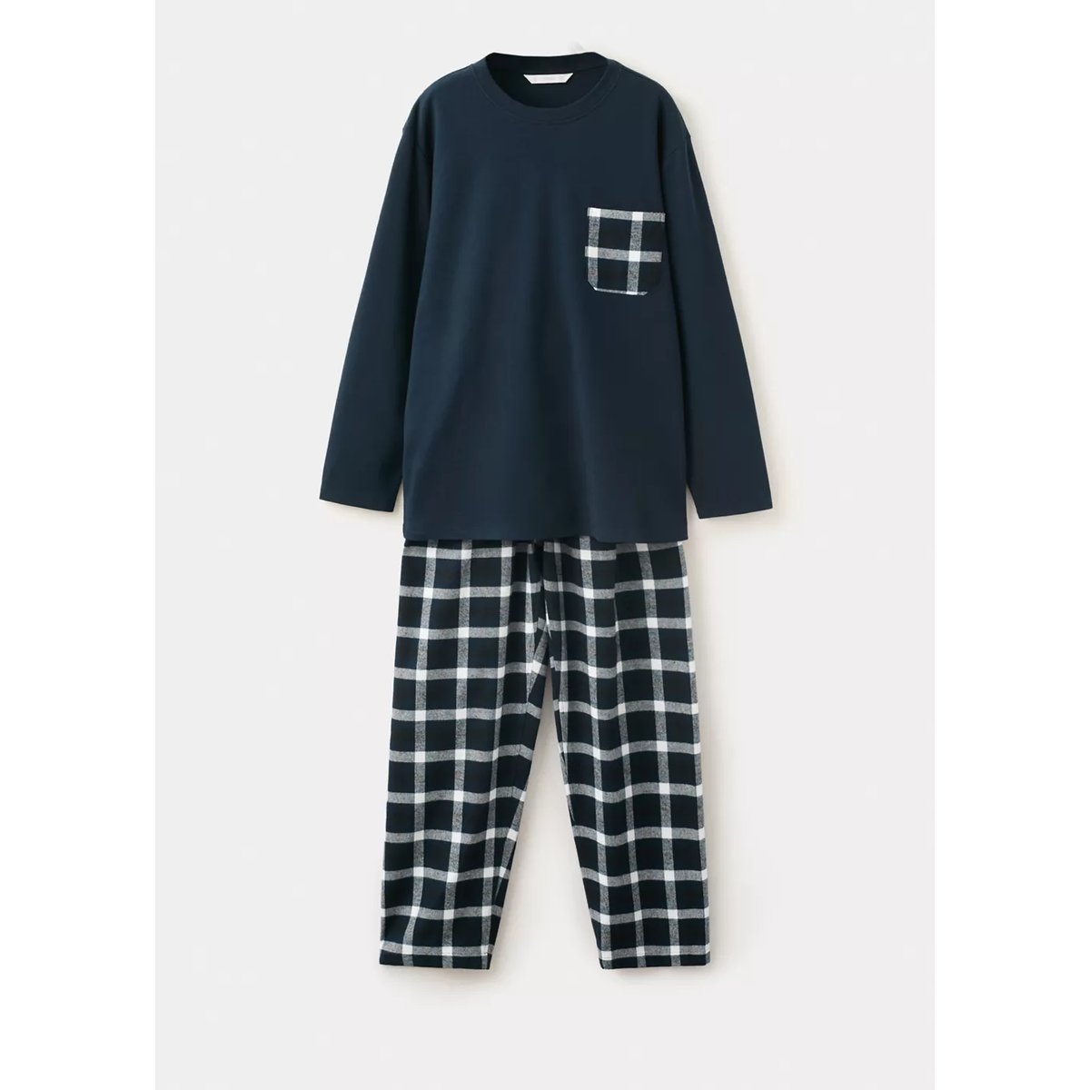Pack pyjama coton carreaux bleu marine, MANGO MAN
