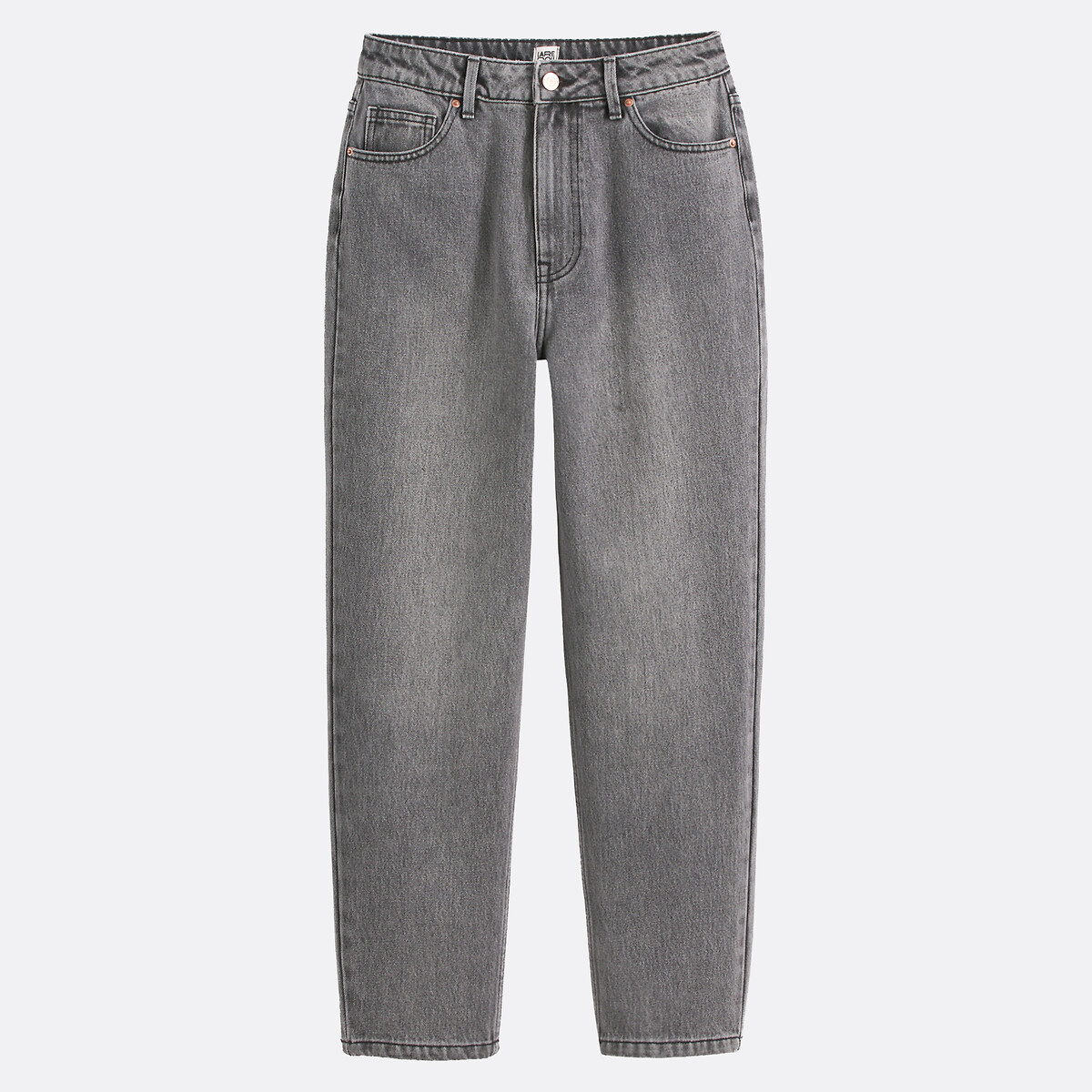 Jean mom en coton bio, Signature PAULINE gris, LA REDOUTE COLLECTIONS