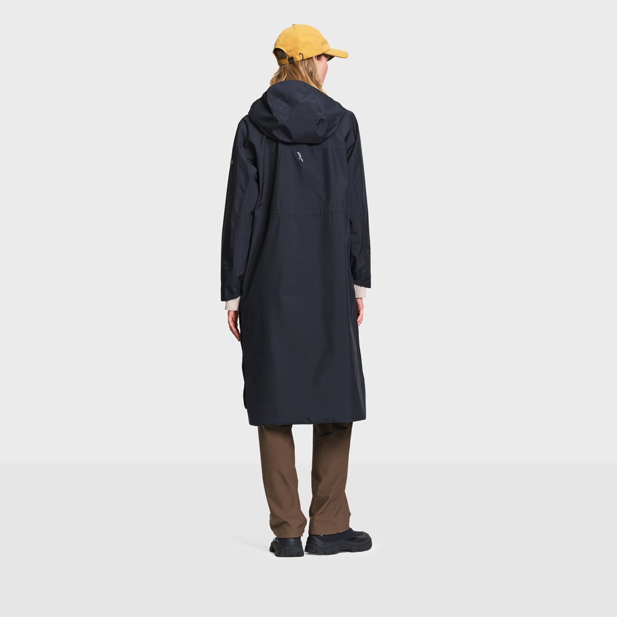 Parka très longue imperméable à fentes et capuche ajustable bleu nuit, AIGLE