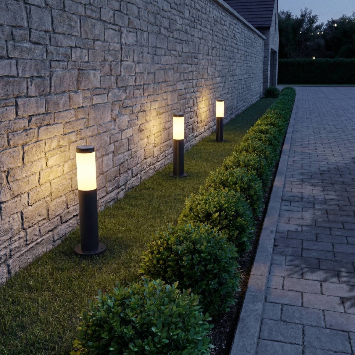 Luminaire extérieur en inox moderne, Statius anthracite, opale, LINDBY
