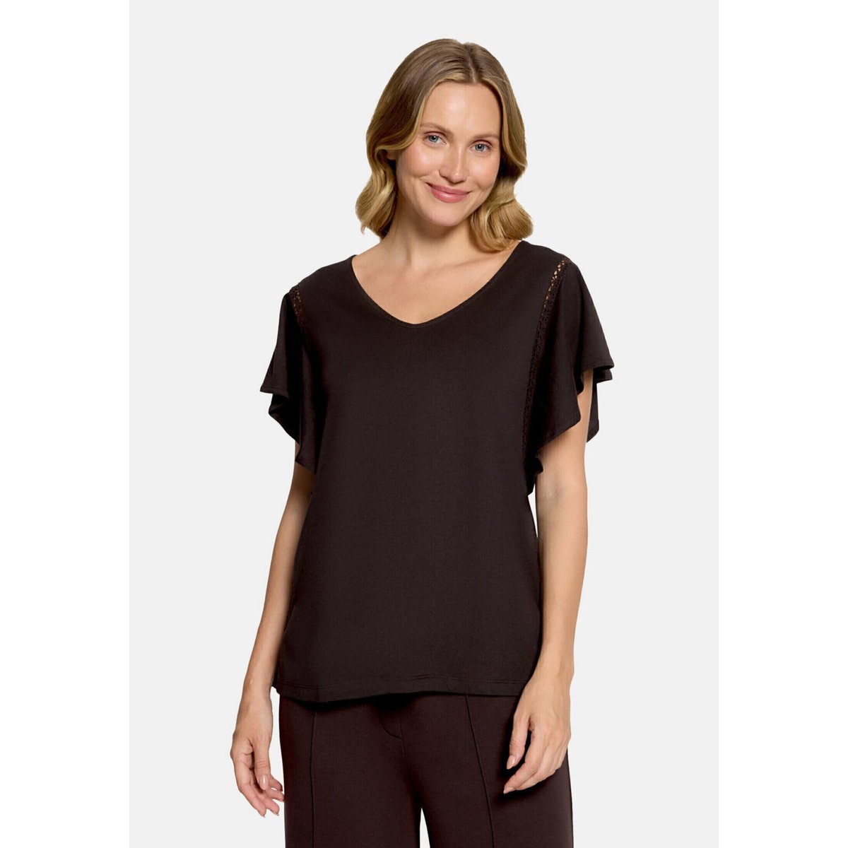 T-shirt basique à encolure en v molé, CARTOON