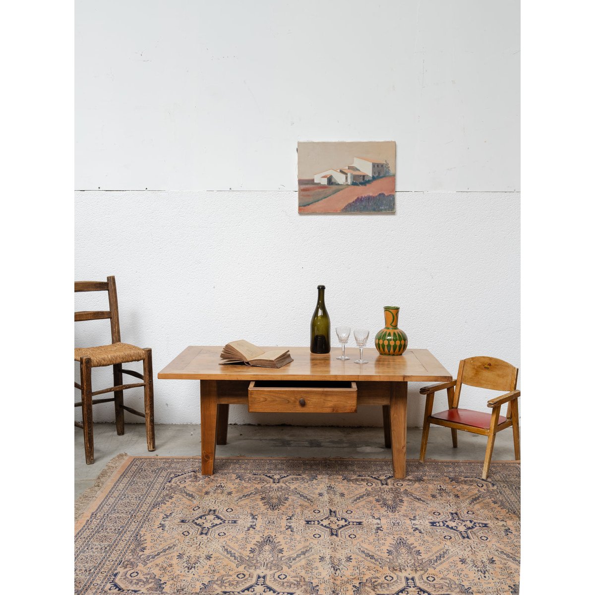 Table basse en bois Léonie N°941 - Bon état bois clair, DEBONGOUT