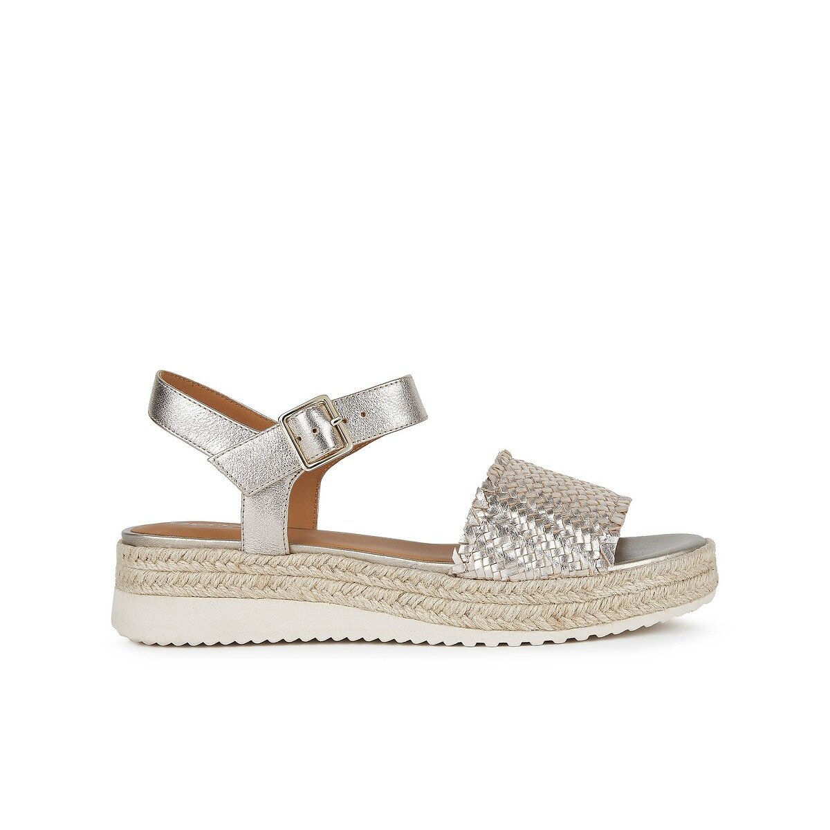 Eolie Woven Leather Sandals champagne, GEOX