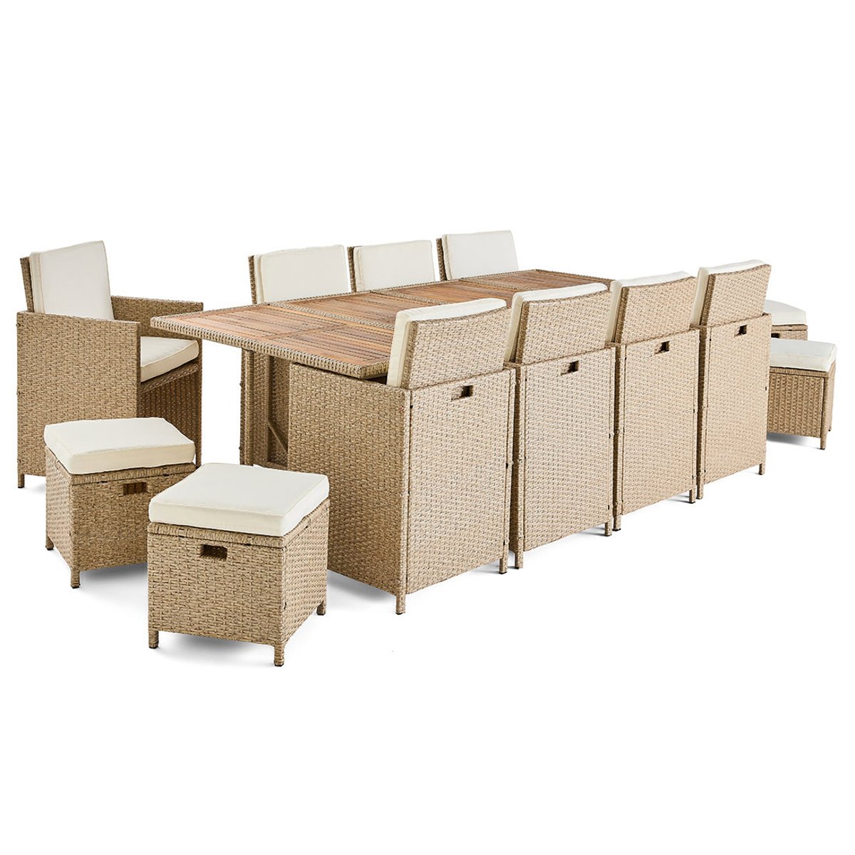 Salon de jardin encastrable 12 places, CUBA beige, BEST MOBILIER