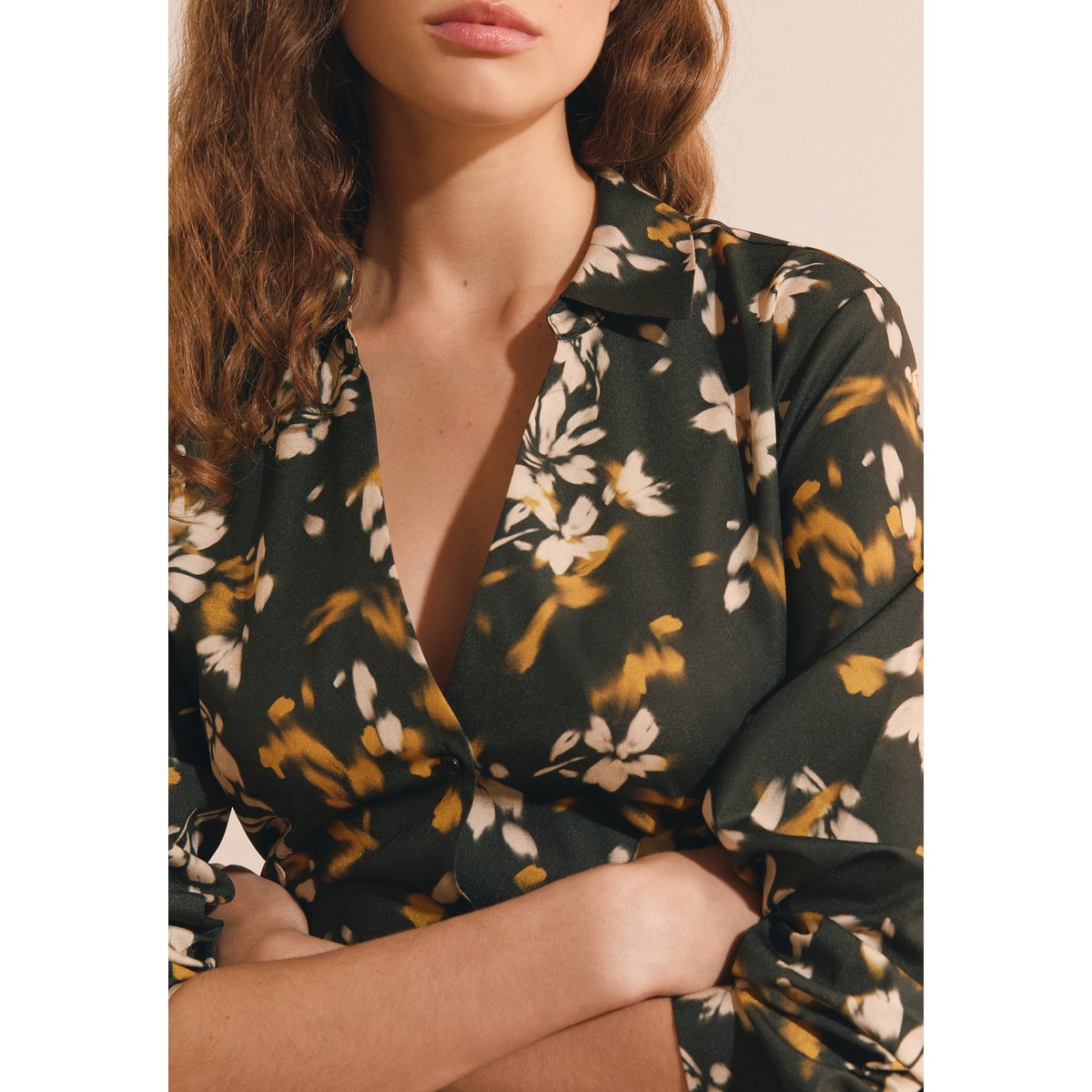 Chemise à fleurs CALINA IMP imp fd noir, ETAM