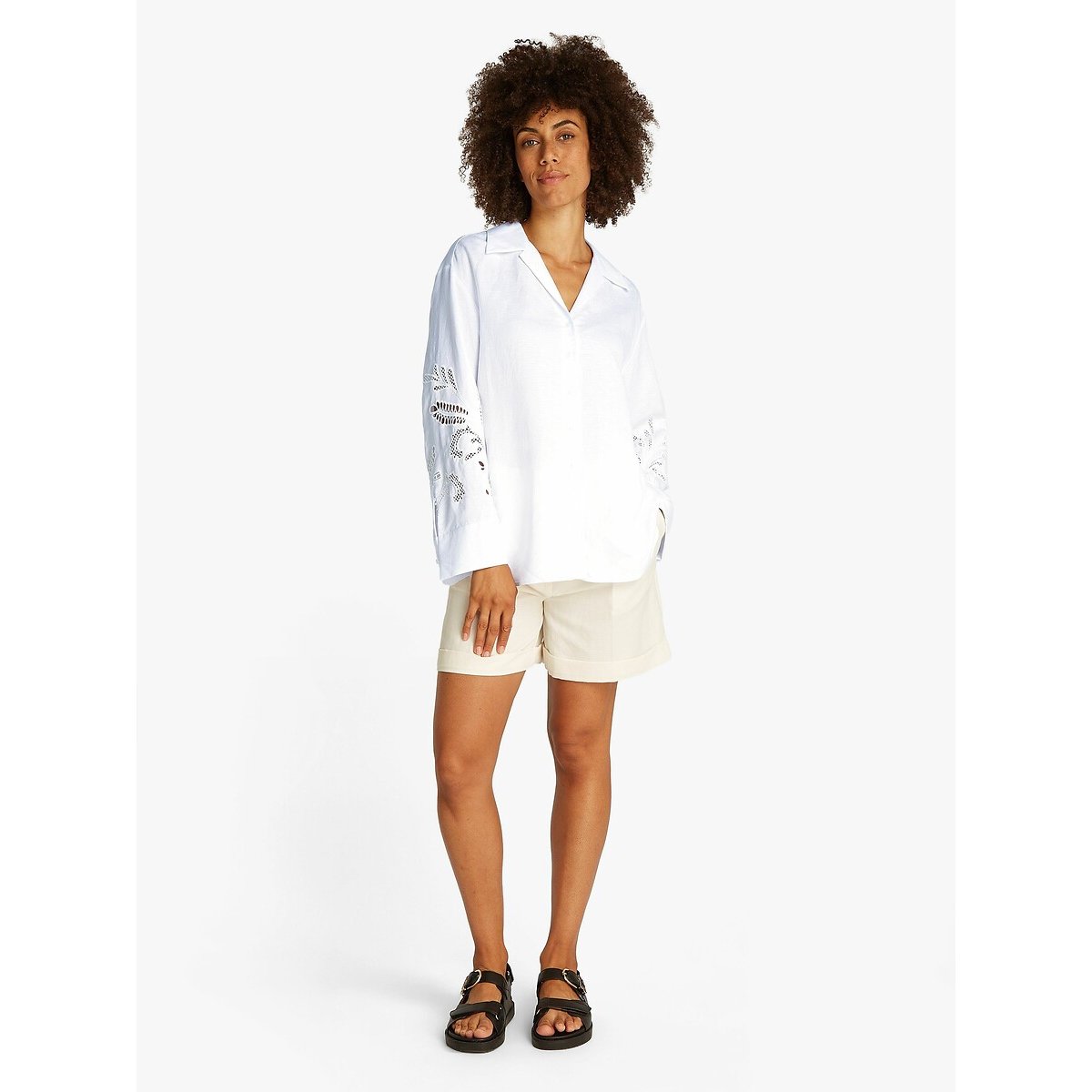Embroidered Linen Shirt white, TOMMY HILFIGER