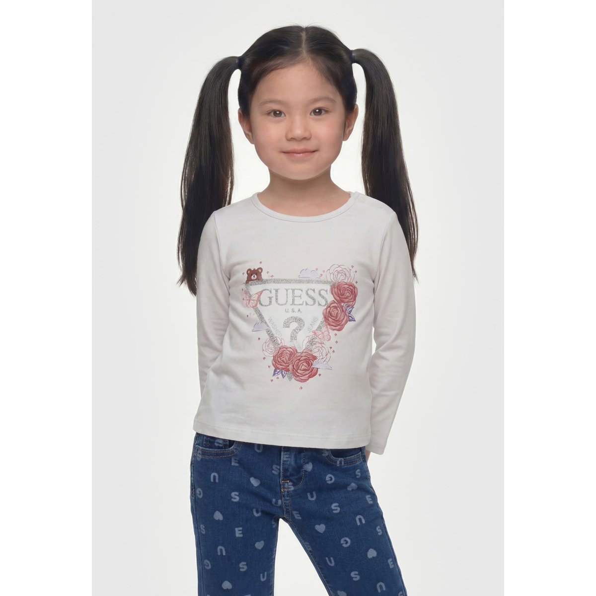 T-Shirt Avec Logo Imprimé blanc, GUESS KIDS
