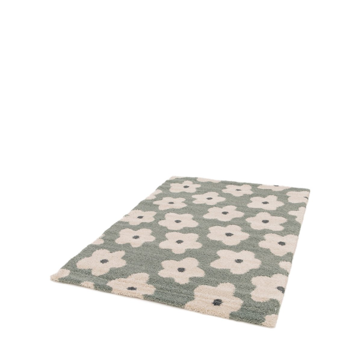 Tapis contemporain à motif floral- FLORA II vert de gris, DRAWER