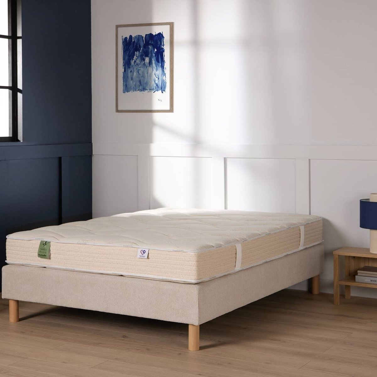 Matelas Roxane 100% latex ferme 7 zones H22 cm blanc, DUNLOPILLO