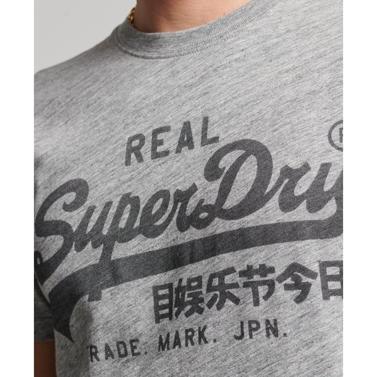 T-shirt à logo Vintage gris athlétique chiné, SUPERDRY