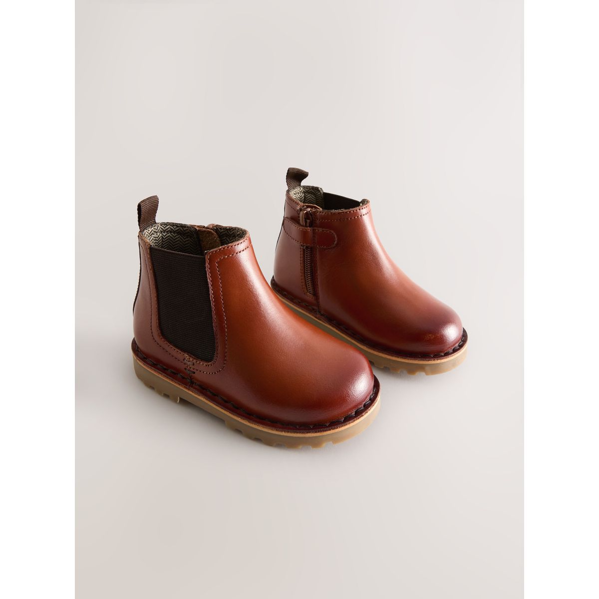 Bottes chelsea en cuir marron fauve, NEXT