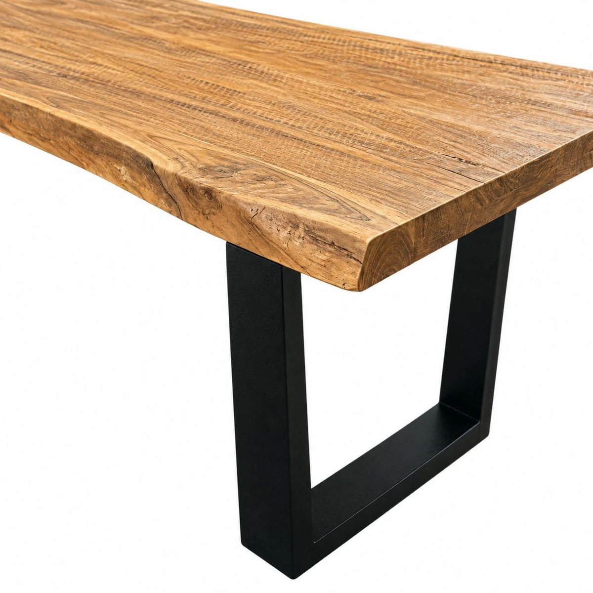 Table à manger bois de teck recyclé, pieds en U 300 cm TIMOR bois naturel, PIER IMPORT