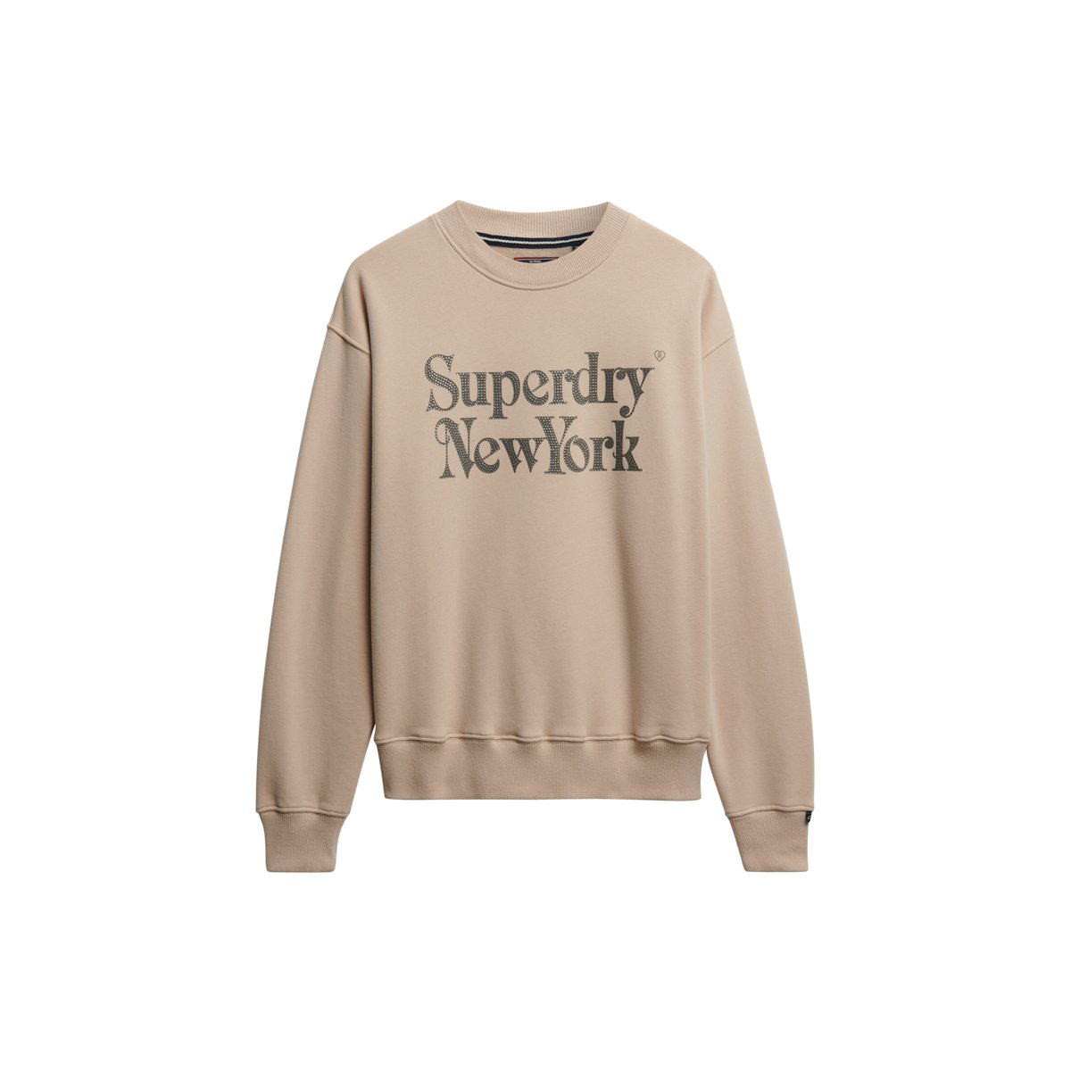 Sweatshirt Ample Col Rond Brand Mark gris cassé, SUPERDRY