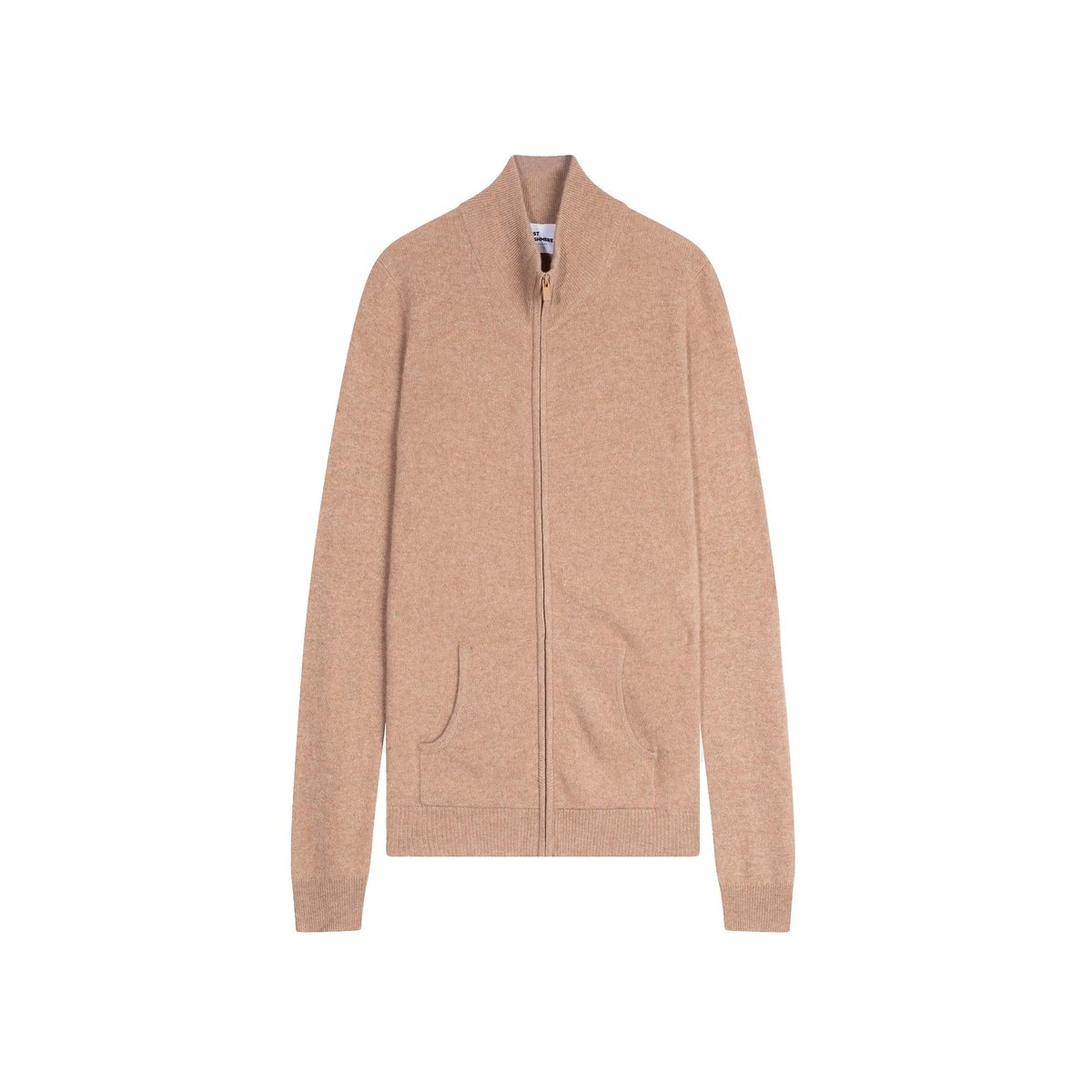 Gilet Zippé Col Montant Camel Chiné Ayr camel chiné, JUST CASHMERE
