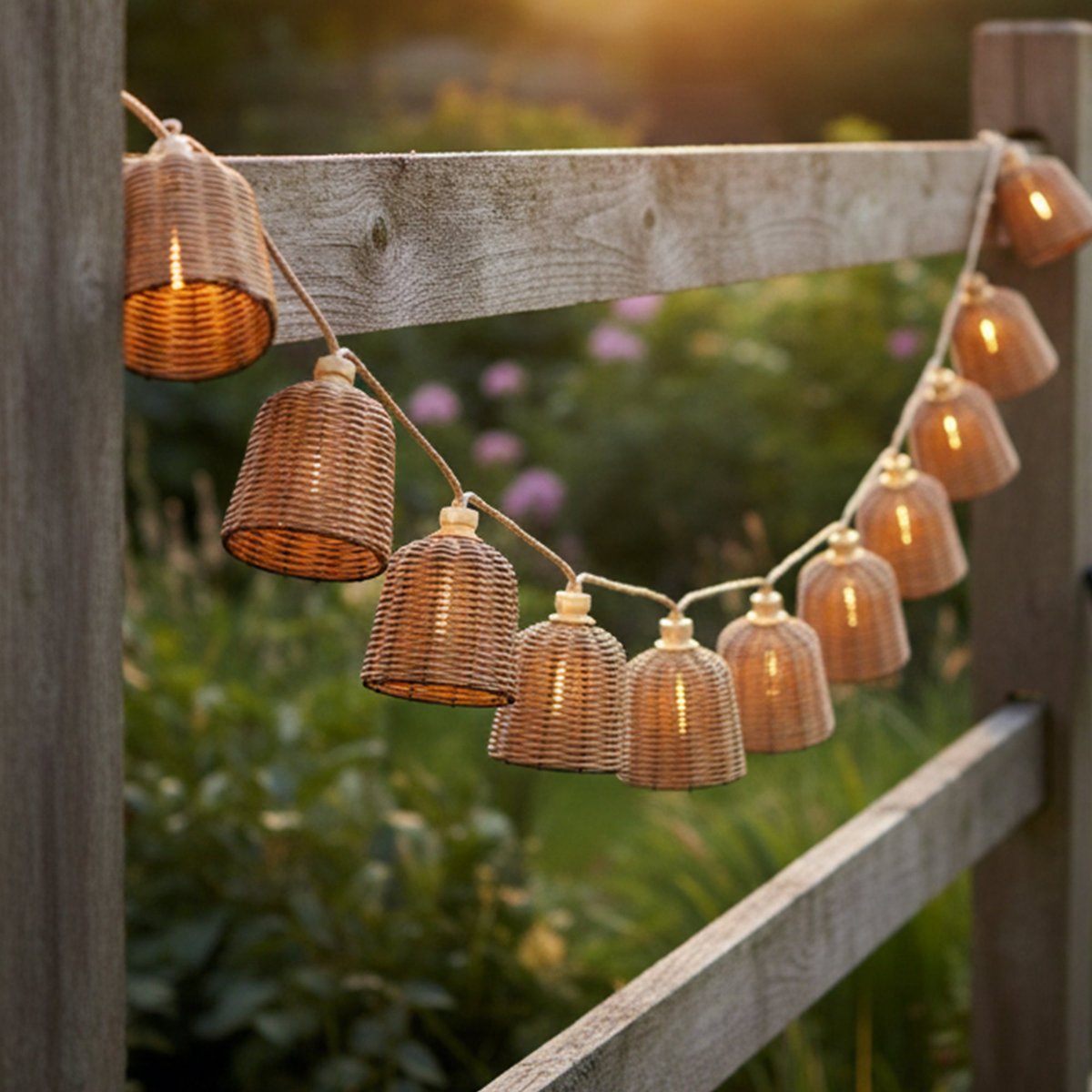Lot de 2 guirlandes lumineuses solaires et sur secteur raccordables 20 abat-jour style bohème LED blanc chaud 2x FORMENTERA BIG HYBRID 13m beige, LUMISKY