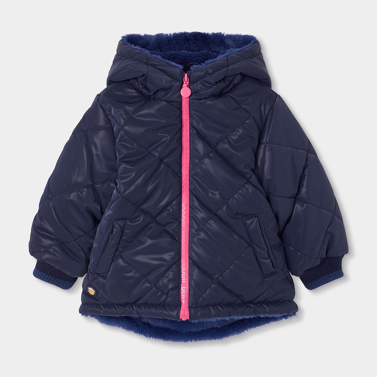 Parka fille tissu technique matelassée bleu, BOBOLI