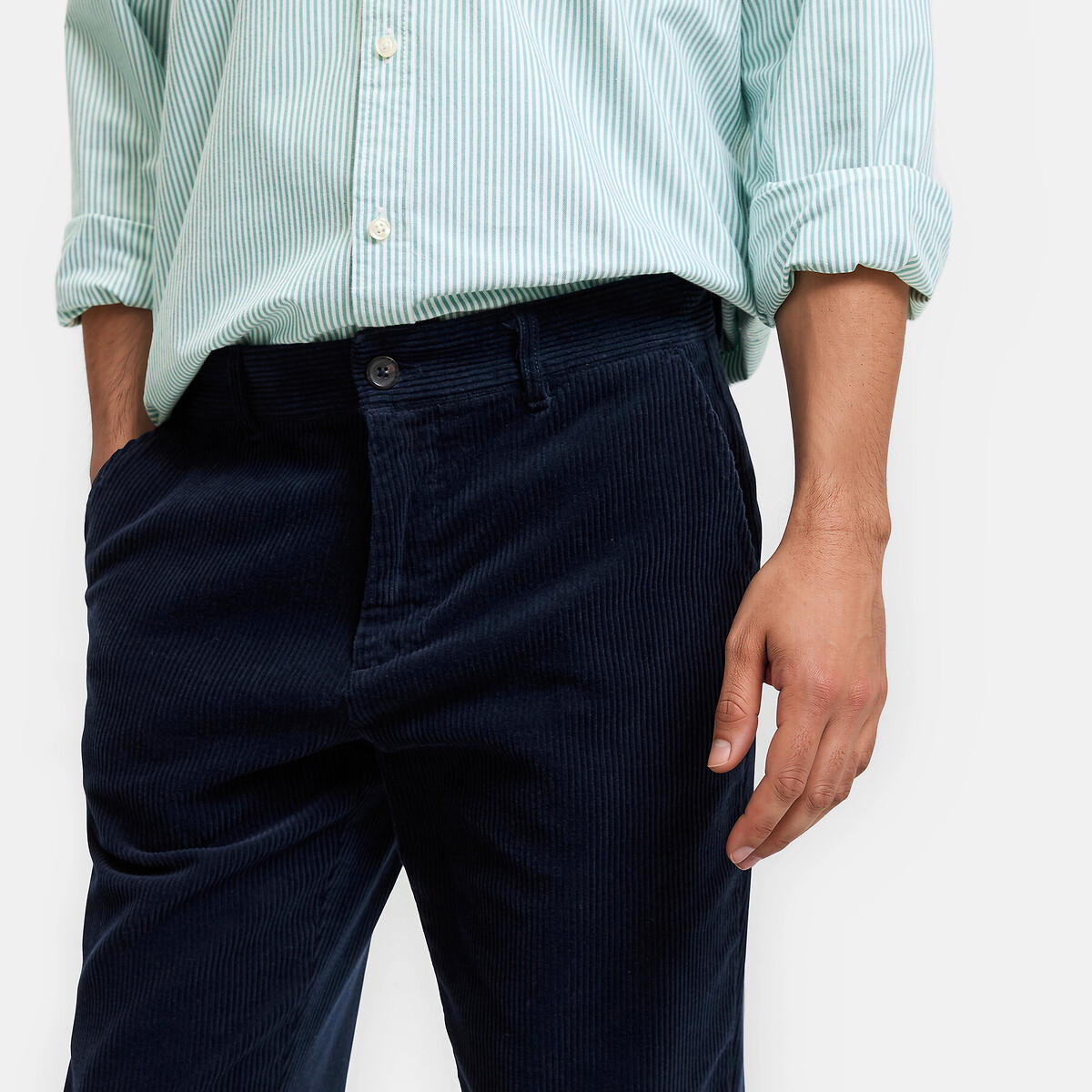 Pantalon chino regular en velours bleu marine, LA REDOUTE COLLECTIONS