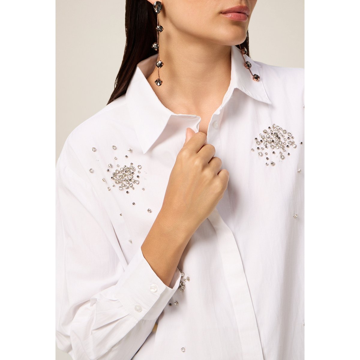 Chemise avec applications blanc, OLTRE