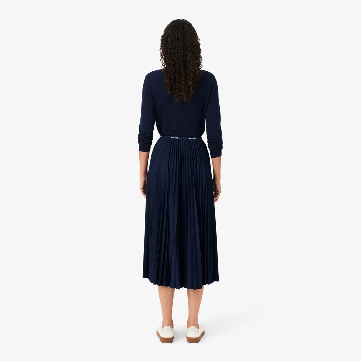 Jupe longue plissée taille élastiquée bleu-166, LACOSTE