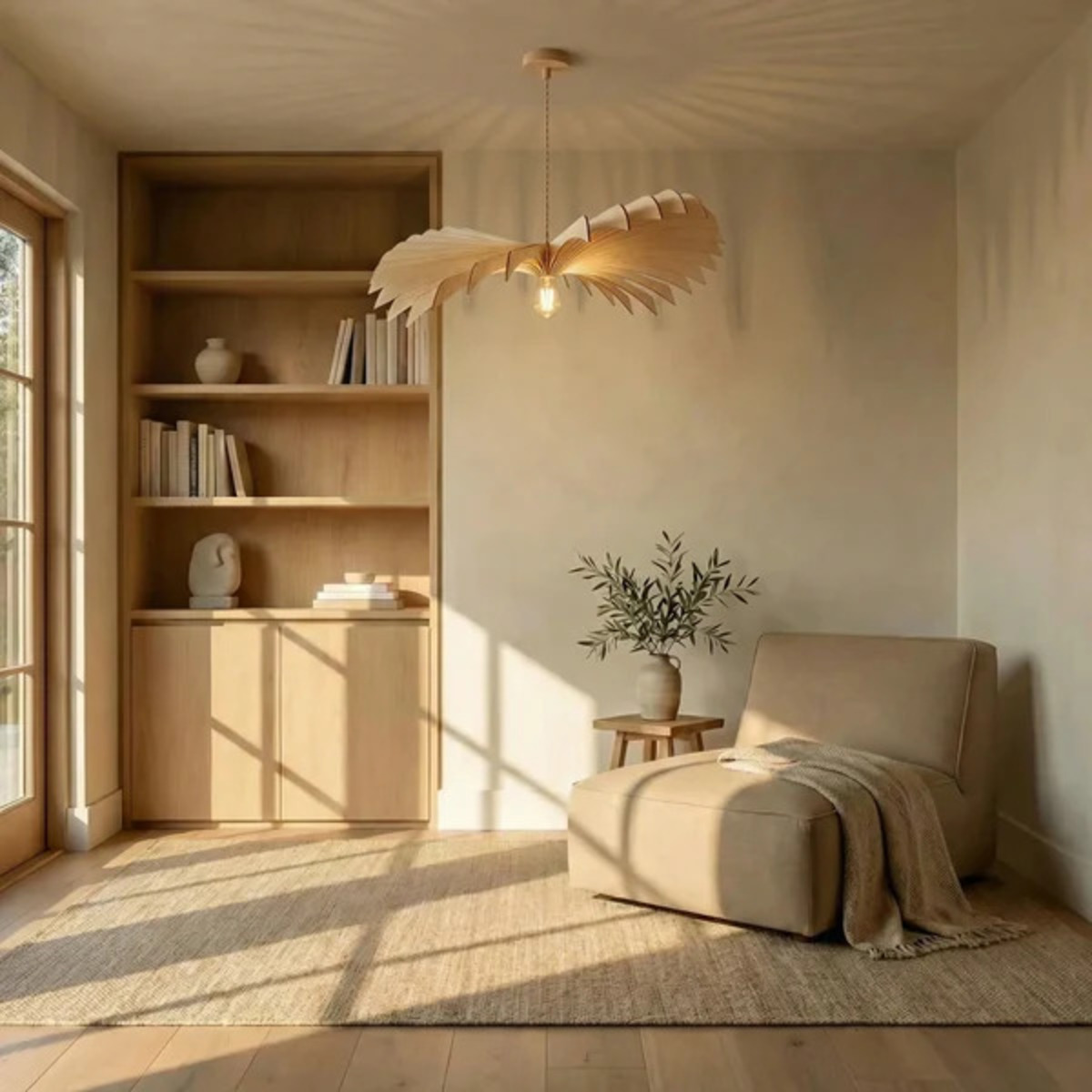 Suspension en bois de peuplier AIGLE bois clair - câble chanvre, ATELIER LOUPIOTE
