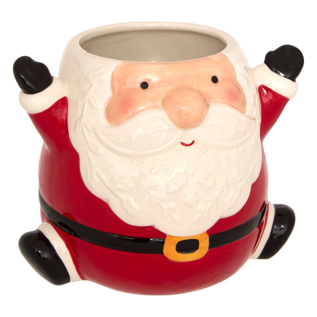 Pot à biscuits père Noël H23,5 cm céramique rouge, ATMOSPHERA
