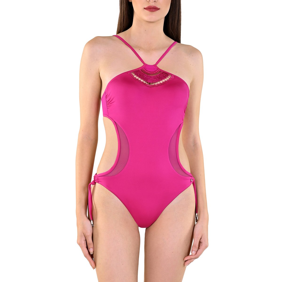 Maillot de bain 1 pièce monokini multipositions Porto Montenegro rose, LISCA