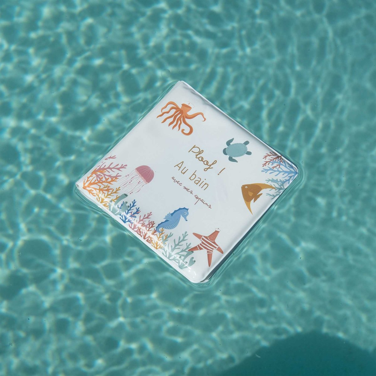 Livre de bain blanc, orange, bleu, TROIS KILOS SEPT