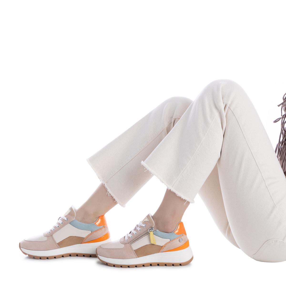 Baskets Plaine Décontractée Fermeture éclair beige, REFRESH